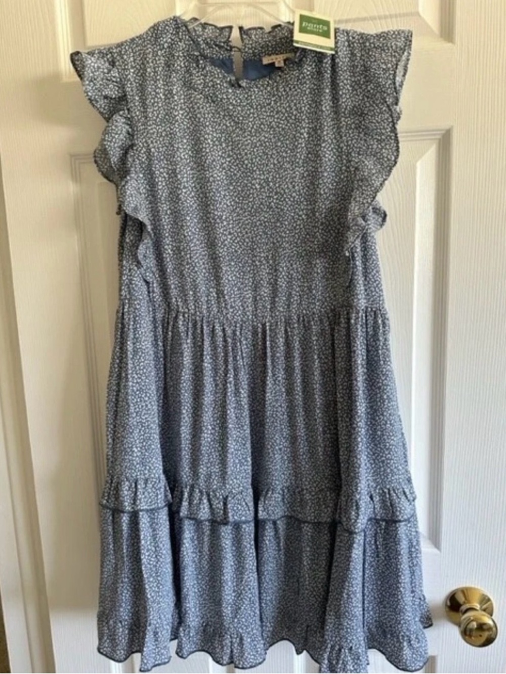 NWT JODIFL Blue Polka Dot, Ruffle Sleeve Dress